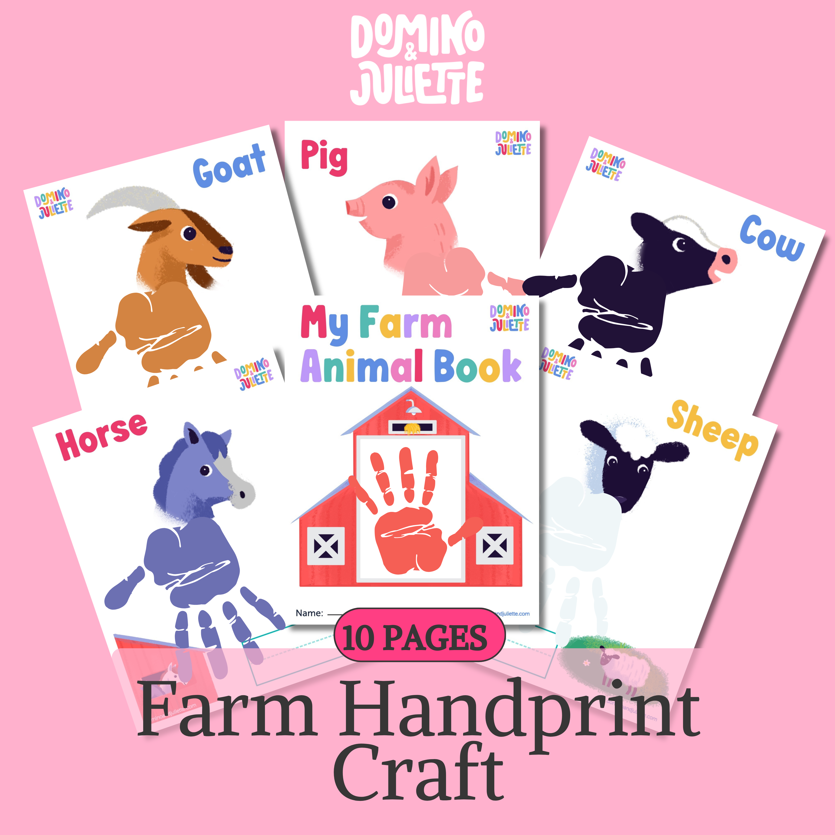 Farm Animal Handprint Craft Booklet