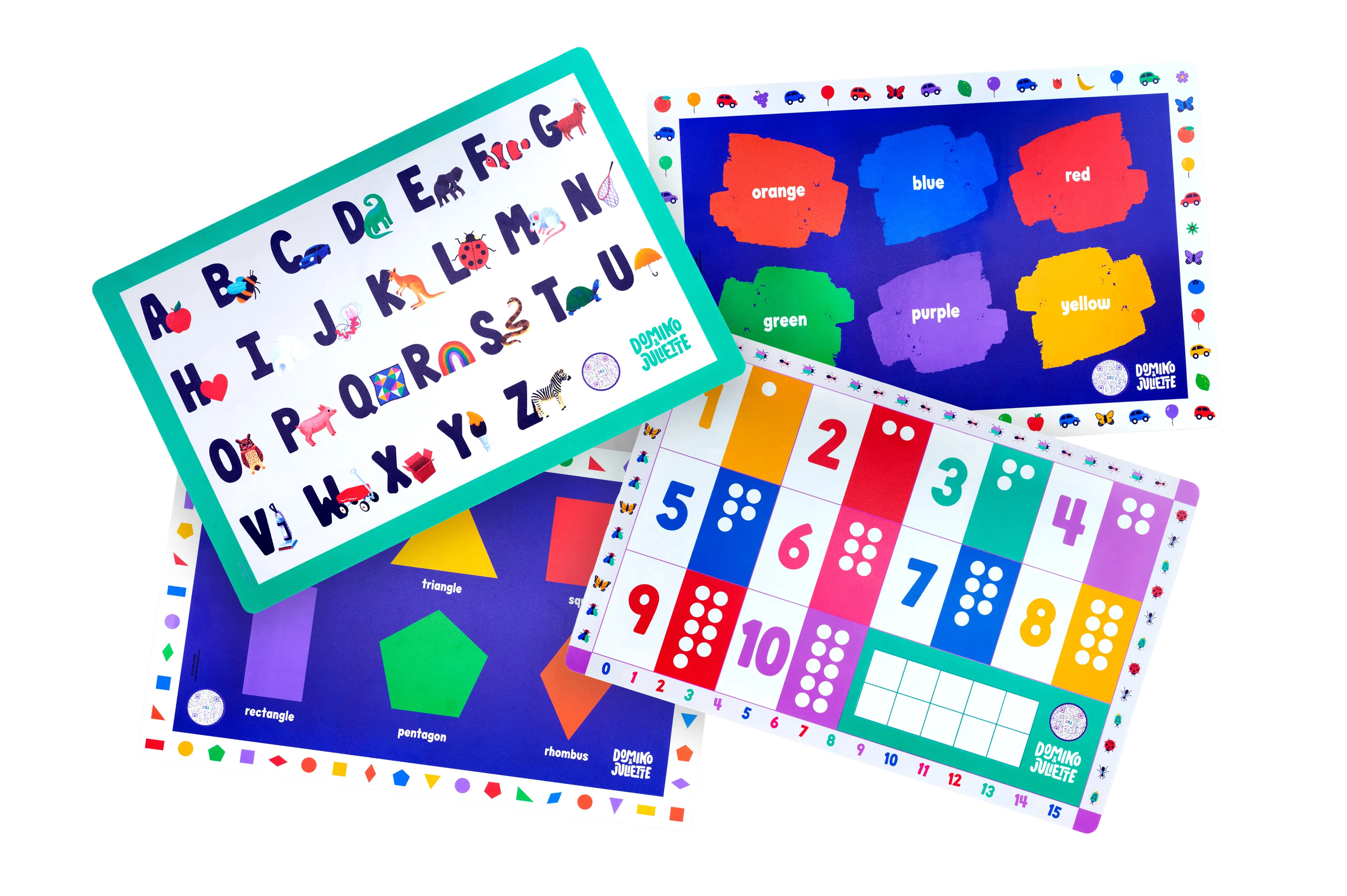 "Now I know my" 4 pack Placemat Bundle