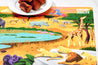 Safari placemat with playful illustrations for language development and early math skills, Safari Placemats, Scenic Safari placemat, Make mealtime fun and educational with this safari-themed placemat, Encourage imaginative play with this colorful Safari placemat, Scenic Safari placemat with simple learning prompts for cognitive development, Fun and educational activities to keep children entertained and engaged on the Safari placemat