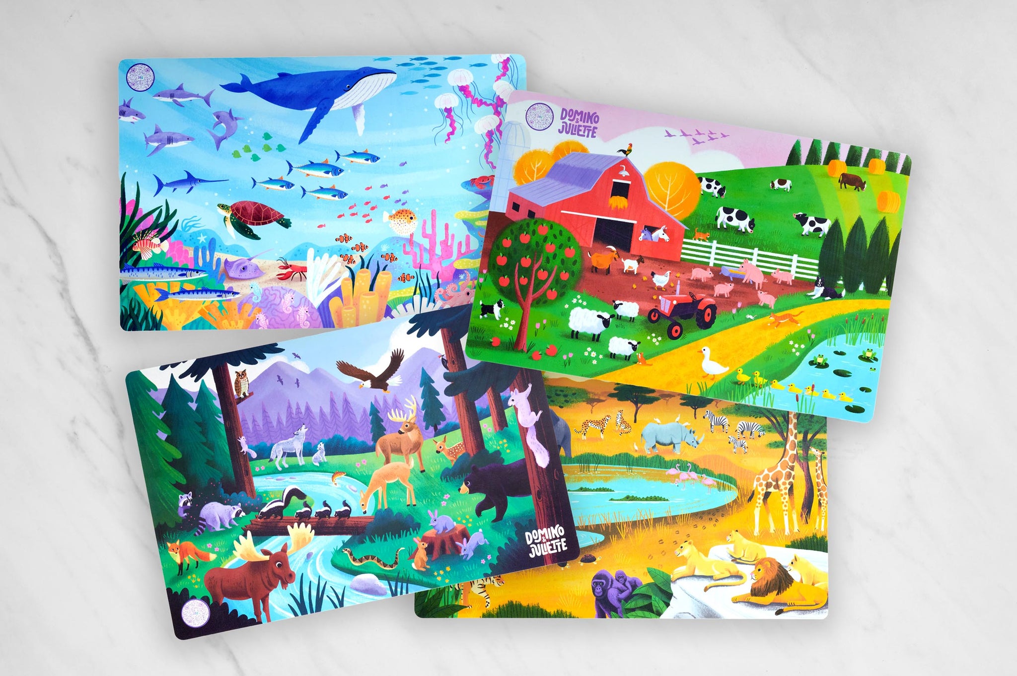 Toddler Placemat, Farm placemat, Sea placemat, Safari placemat, Woods placemat, learning tools preschoolers, educational toys for preschoolers, preschool toys, toys for early childhood development