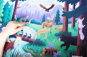 Walk in the Woods Placemat, Furry and feathered forest animal placemat, Walk in the woods placemat with forest animal illustrations, Encourages language development, early math skills, imaginative play, Perfect for indoor activities for 2-year-olds, preschoolers and kindergartners, Provides engaging and educational activities for children, Great ideas for what to play with 2-year-olds and what to do with a 19-month-old at home.