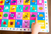Phonics Placemat, Phonics Placemats, Phonics Sounds, Phonics Words, double-sided phonics placemat, alphabet letters placemat, phonics images on placemat, durable placemat for kids, easy to clean placemat for kids, educational activities for kids, placemats for children ages 6 months to 7 years